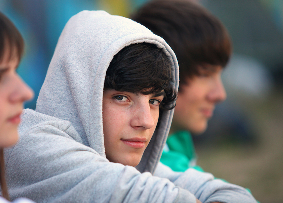 Boy with hooded sweatshirt