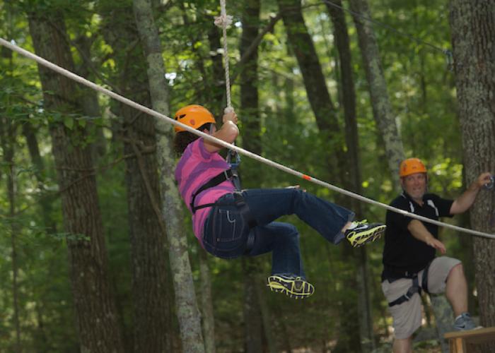 Staff member on DeMarco Ropes Course