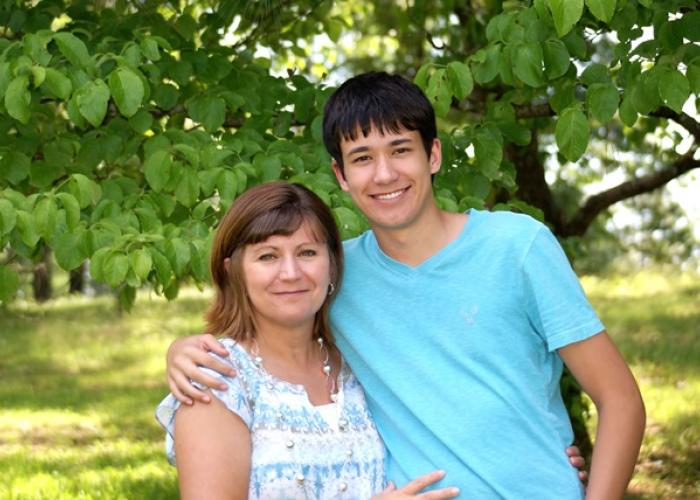 Teen male and his mother