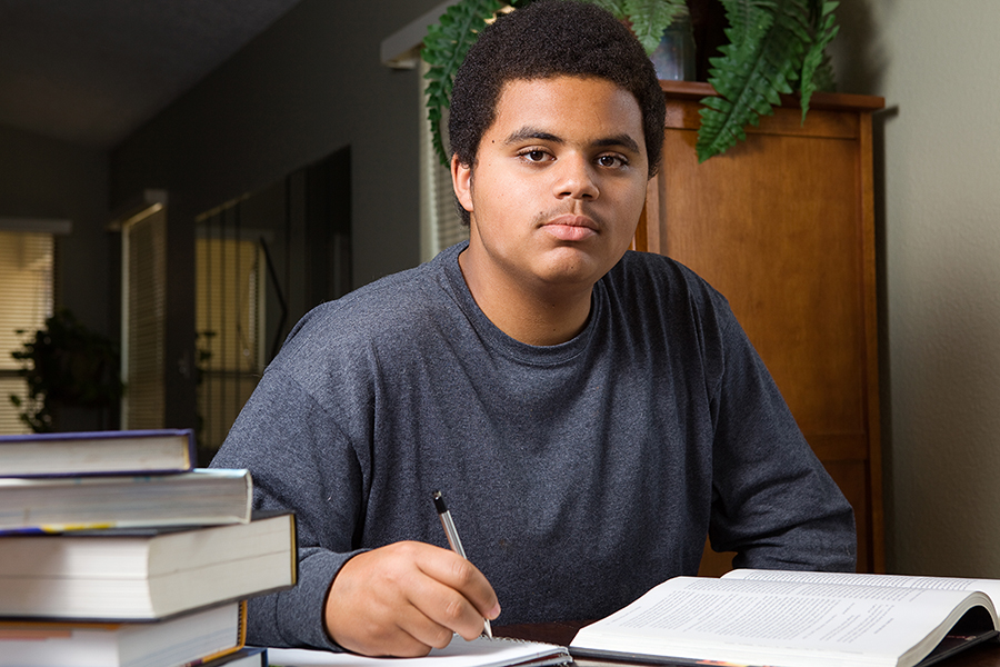 Boy doing homework