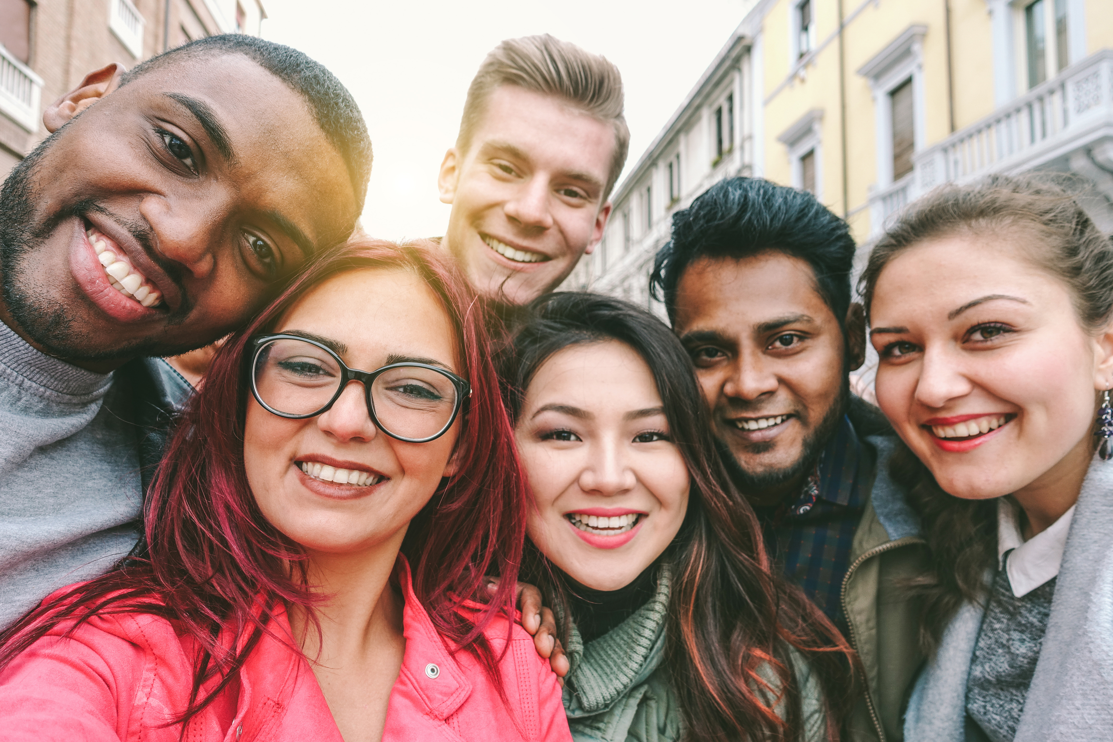 Young adults taking selfie