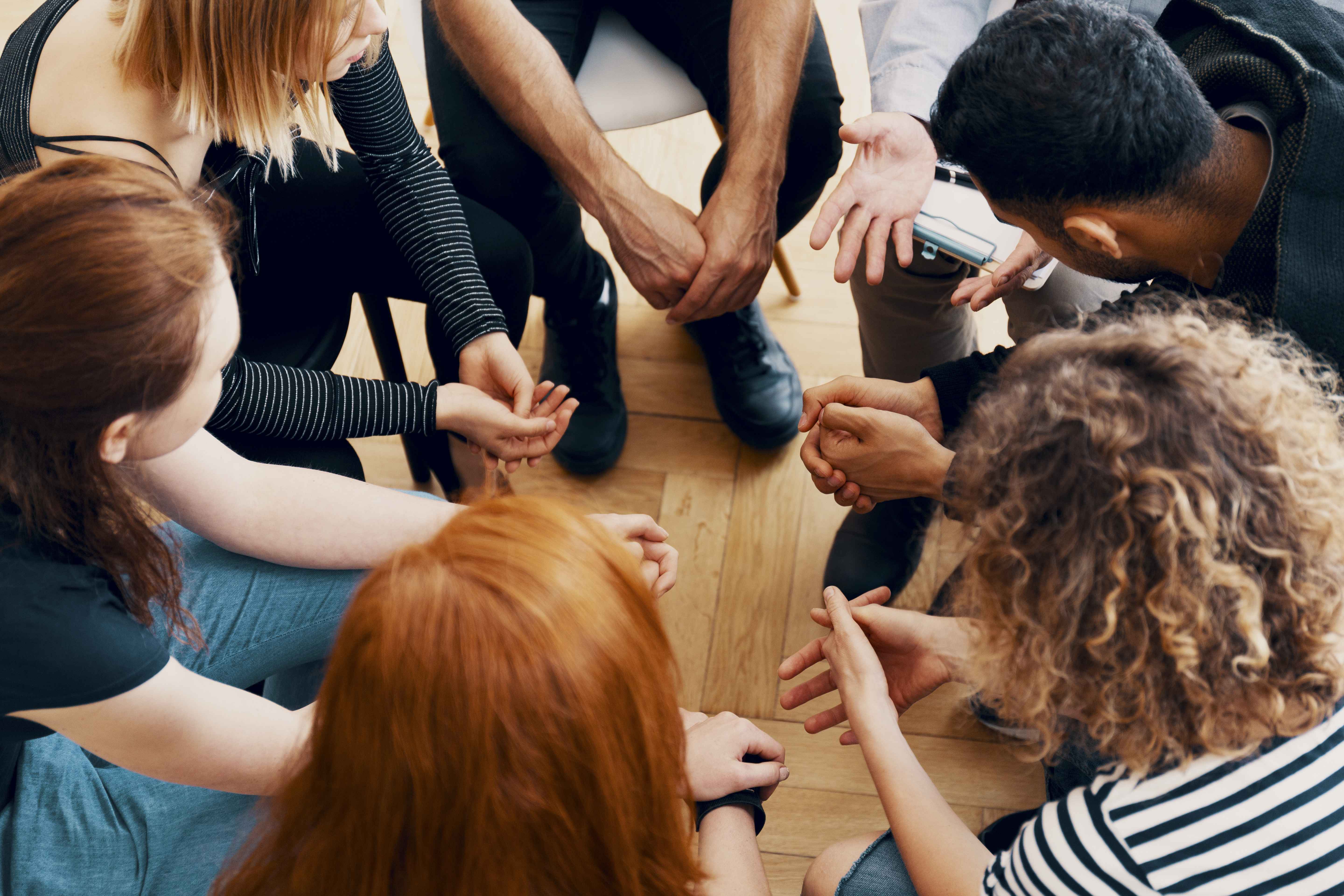 group of teenagers in a support group