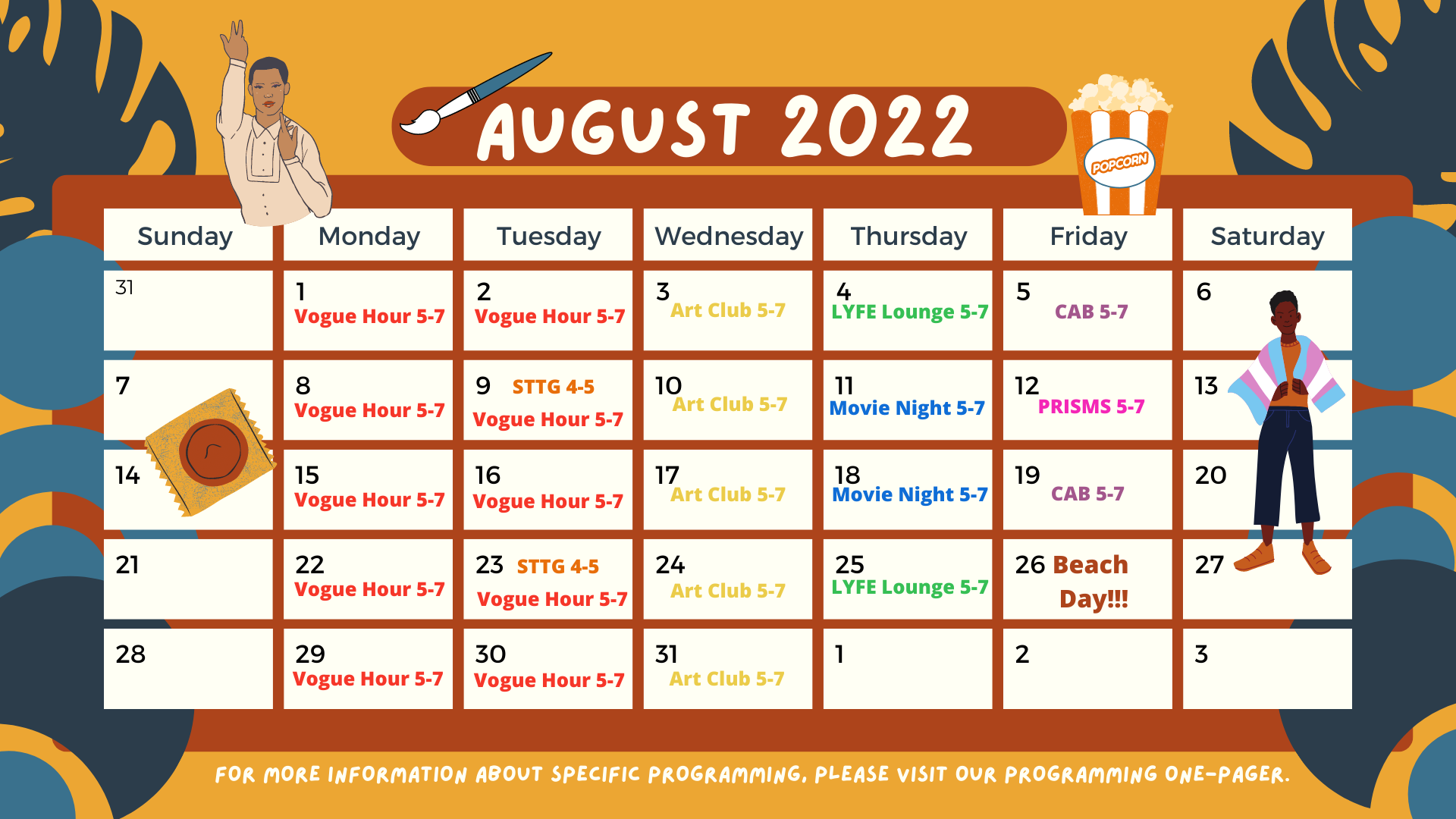 Programming Calendar for August 2022