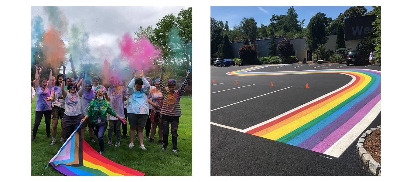 Color run and rainbow crosswalk