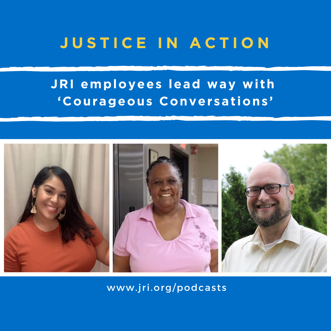 Justice in Action Courageous Conversations; Photos of Darleni Vlaun, Dalene Basden and Matt Peiken