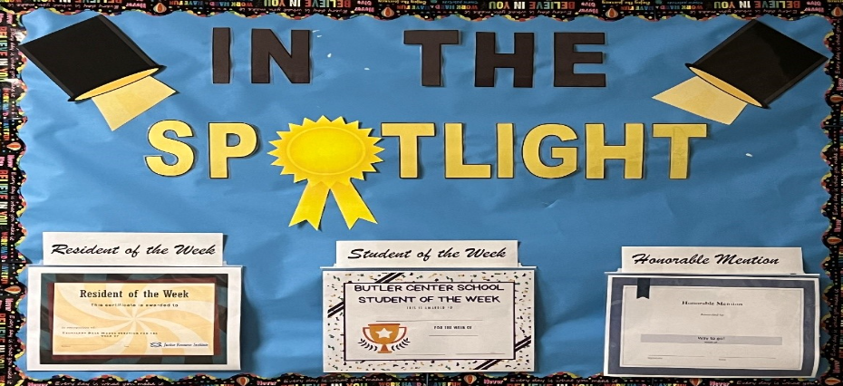 Bulletin Board of student accomplishments