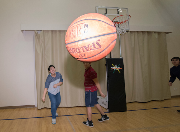 youth playing basketball