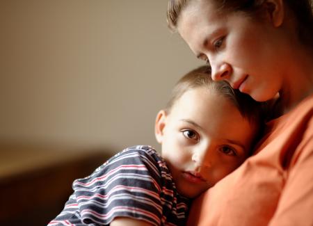 Mother holding son