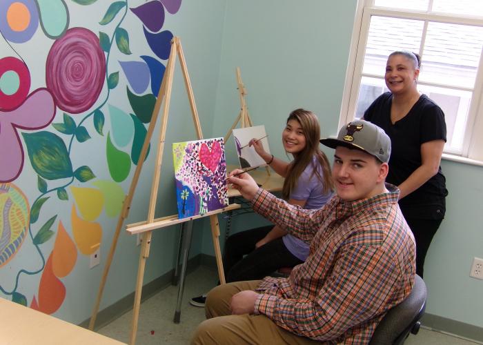 Happy students in the art room