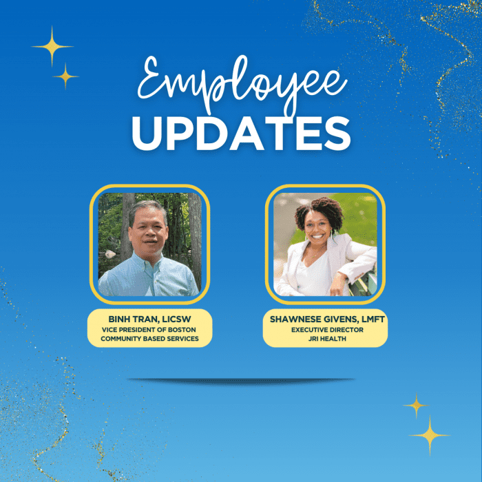 Employee update announcement with photos Binh Tran and Shawnese Givens.