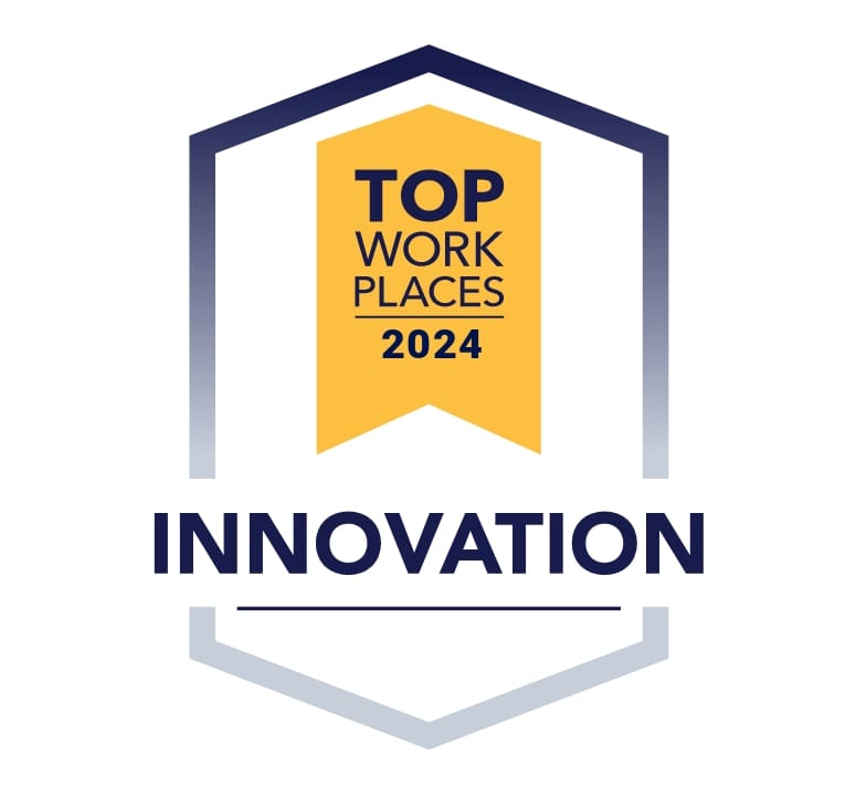 Badge with the text "Top Work Places 2024" and "Innovation"